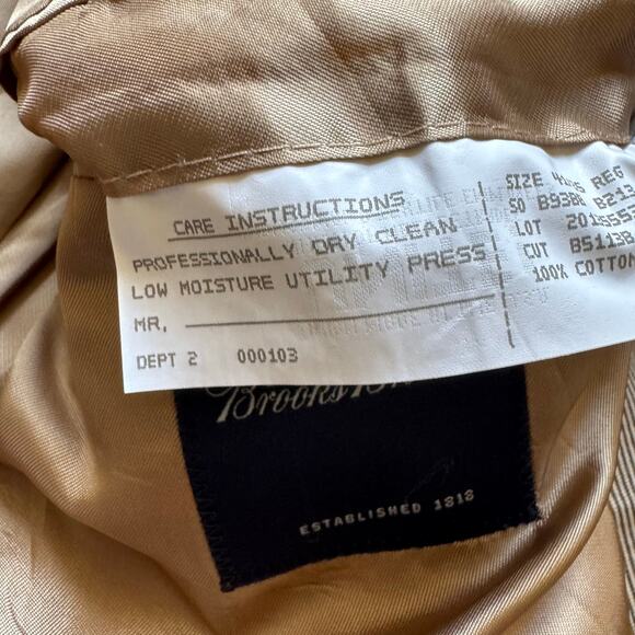 Brooks Brothers Blazer Men’s 41R Tan Cotton Stripe Jacket USA Made Classic Fit - Picture 11 of 15